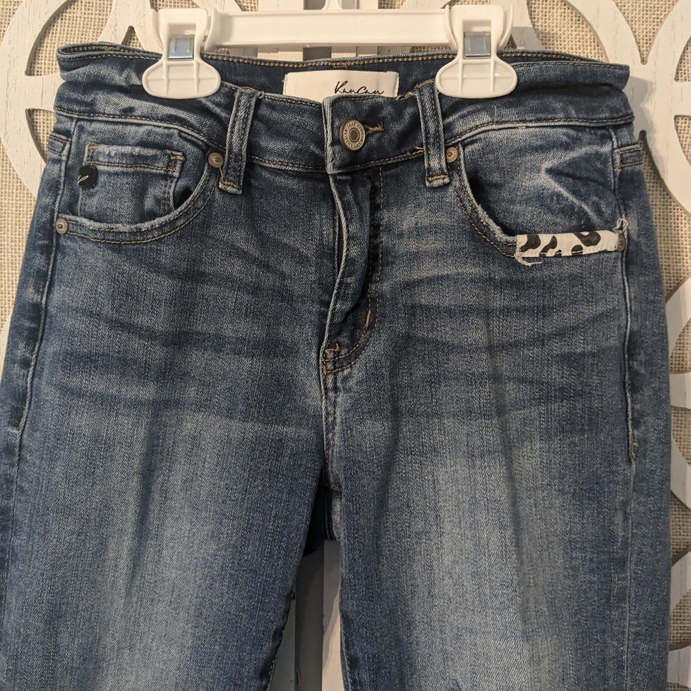 Kancan Leopard Print Patch Distressed Skinny Jeans - image 4